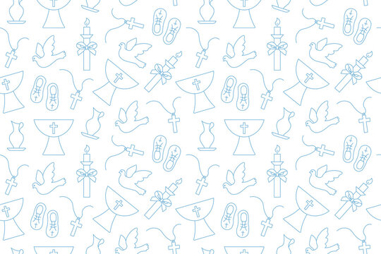 holy baptism seamless pattern, great for wrapping, textile, wallpaper, greeting card- vector illustration