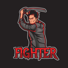 Sword and Fighter vector illustration. logo design