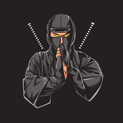 Obraz premium japan ninja on black background.