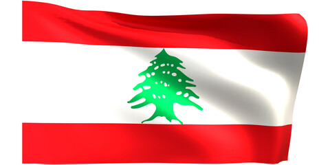 Lebanon flag 3d render.