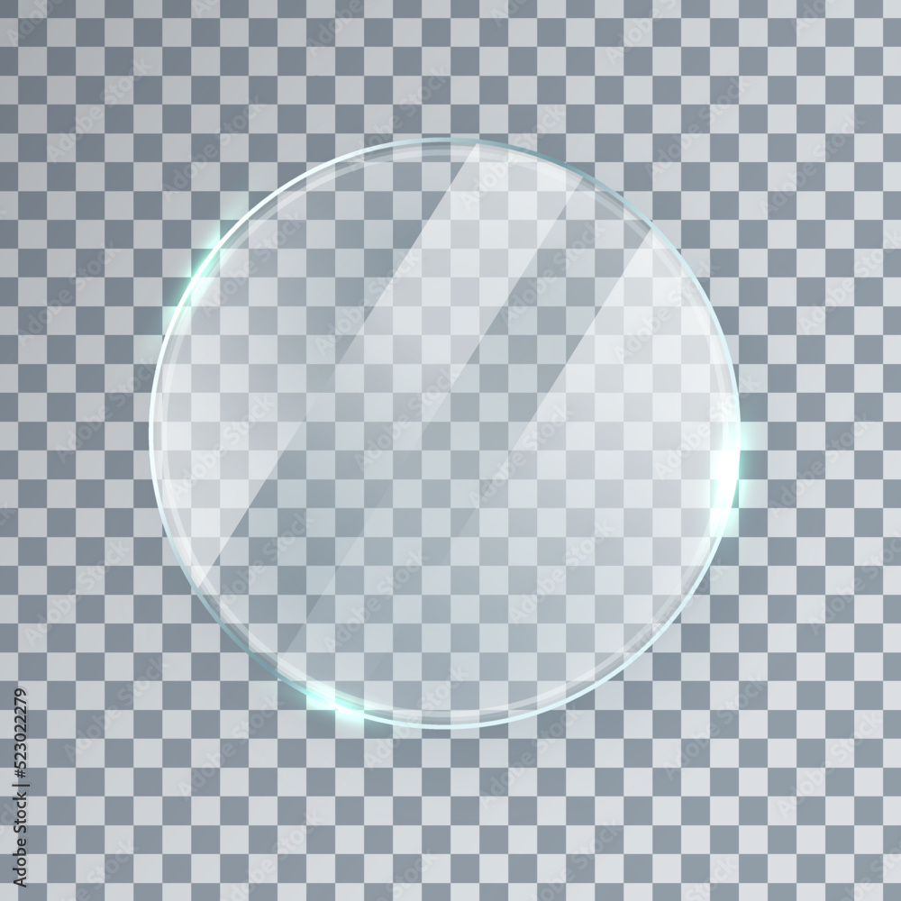 Aufkleber circle glass texture. bright mirror panel. glossy screen effect. plastic plate mockup. digital frame
