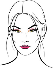 Asian woman fashion vector portrait. Beautiful illustration.