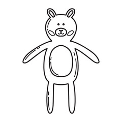 Teddy Bear In Doodle Style. Vector illustration. Bear toy.
