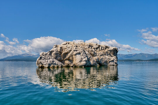 White Stone Island, Belyy Kamen. Chivyrkuisky Bay of Lake Baikal. Zabaikalsky National Park, Russia