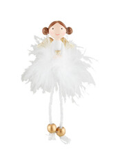 Fairy doll Christmas decorations isolated on background with cut out transparent