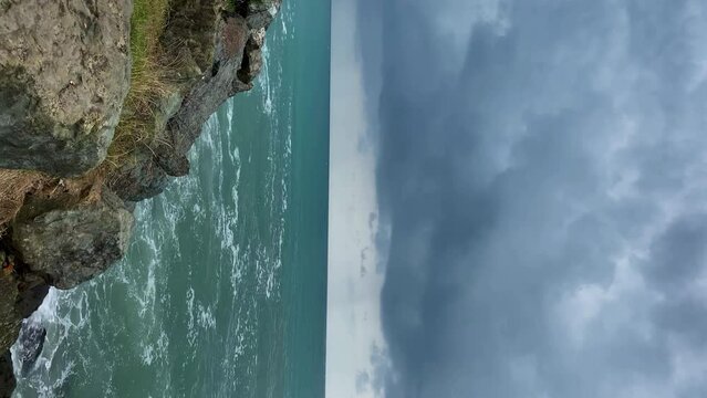 beautiful view of the Black Sea in Trabzon, vertical video. High quality 4k footage