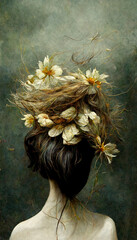Obraz kwiatowy portret Kobiety