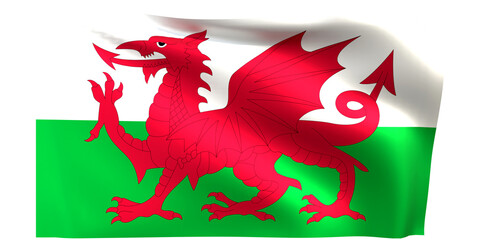 Wales flag 3d render.