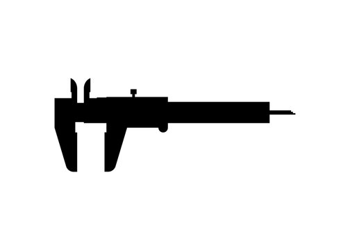 Vernier caliper silhouette black color isolated. Vernier caliper symbol.