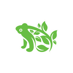 Frog Leaf Nature Ecology Logo, Frog Logo Design Template image, Frog leaf logo design templates simple