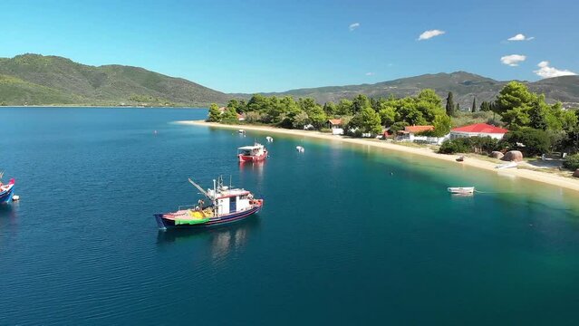 The beach Limani (Mylos) in Gialtra Bay in Evia, Greece