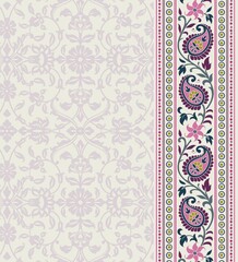 wedding card design, traditional paisley floral pattern , royal India	