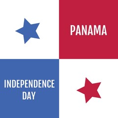 Composition of panama independence day text over flag of panama in background