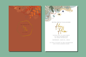 Obraz na płótnie Canvas Elegant floral wedding invitation card in scandinavian colors