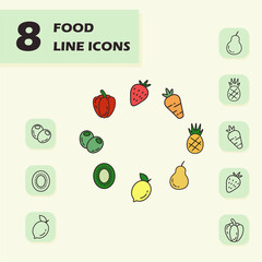 set of fruit and vegitable icons