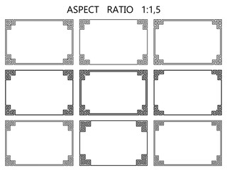 Set of vector rectangular frames in traditional Greek style