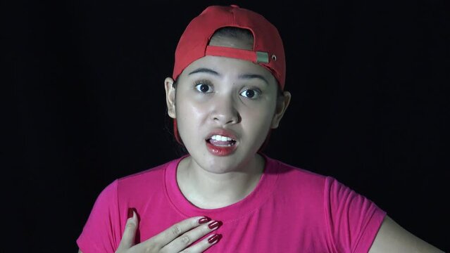 Sporty Stressed  Asian Adult Female Complaining Isolated