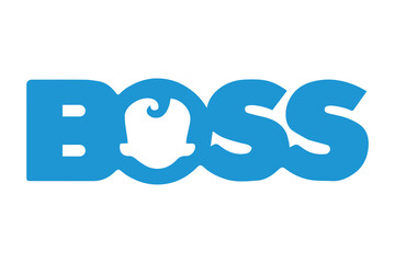little boss. blue sign. logo and icon. baby. child