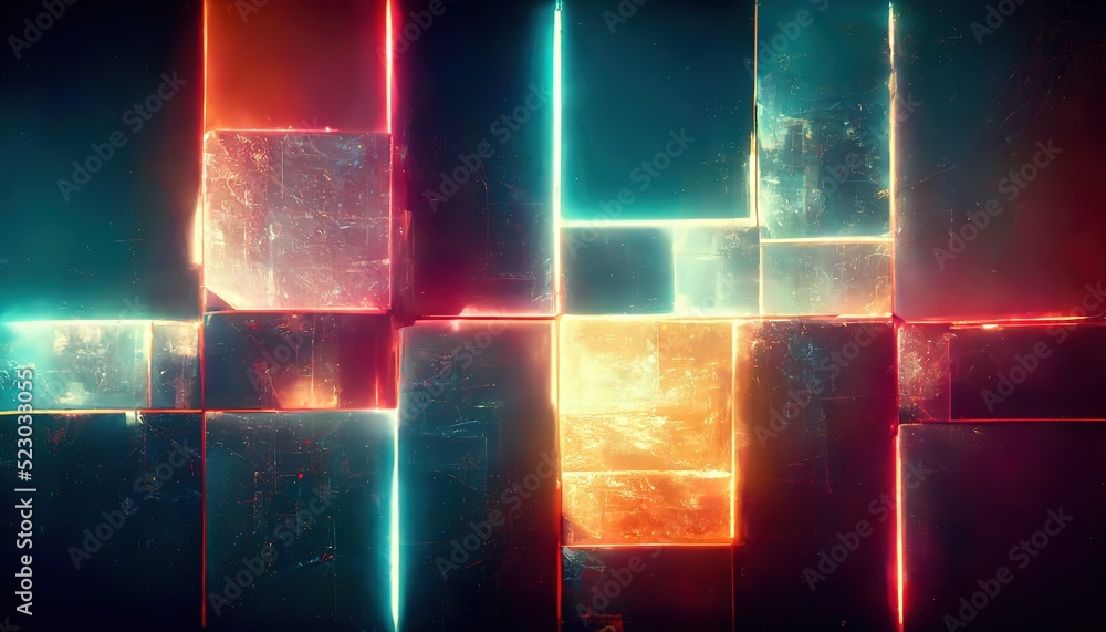 Canvas Prints futuristic glowing frames in the style of the eighties