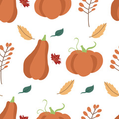 Autumn pattern.Seamless vector pattern with pumpkins. 