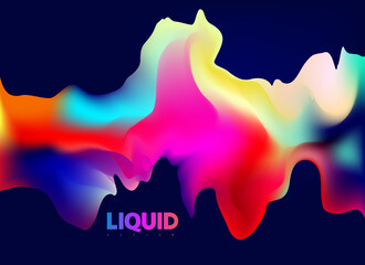 Abstract liquid holographic gradient shape. 3D Vector colorful design element. 
