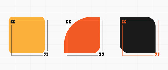 Set of blank speech bubbles templates Empty text box claim frame with copy space Borders with separate quotation marks on the background. Square format for social media posts. Empty Quote Frames.