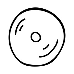 Fototapeta premium Hand drawn compact disk icon. Computer input device. Vector illustration on a white background