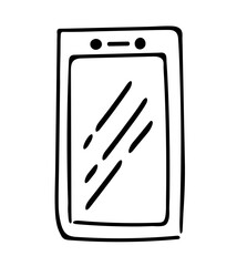 Doodle phone illustration isolated on a white background. Cute vector drawing