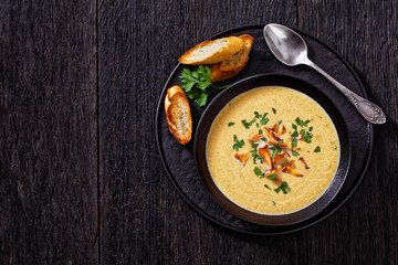 Kanttarellikeitto Finnish Chanterelle Soup in bowl