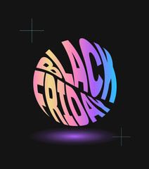 multi-colored inscription black friday with a blue-pink-violet gradient on a black background
