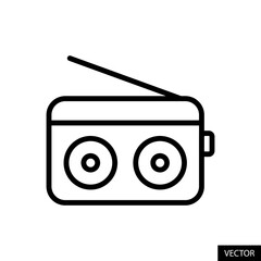 Radio player vector icon in line style design for website design, app, UI, isolated on white background. Editable stroke. Vector illustration.