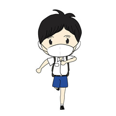 little boy with Thai school uniform
