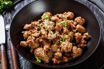 fried Italian sausage of freshly ground pork meat
