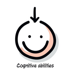 Cognitive abilities scribing, sketchnoting visual note icon. Minimal vector illustration. Editable outline, color, shadows. Infographics doodle symbol

