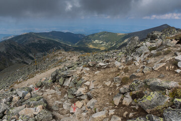 Landscape of Rila mountain near Musala peak, Bulgaria