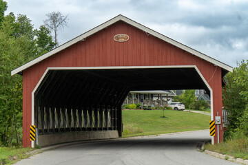Covered bridge on the edge of town