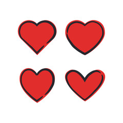 Heart doodles. Hand drawn hearts. Romance and love decorative elements in handmade style.