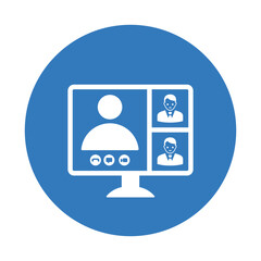 Class, online meeting icon. Blue color design.