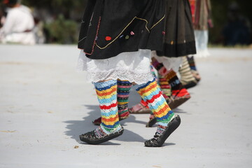 People in traditional folk costume of The National Folklore Fair in Koprivshtica. The National...