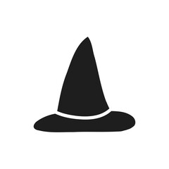 Fototapeta premium Halloween 2022 - October 31. A traditional holiday, the eve of All Saints Day, All Hallows Eve. Trick or treat. Vector illustration in hand-drawn doodle style. The witchs hat.