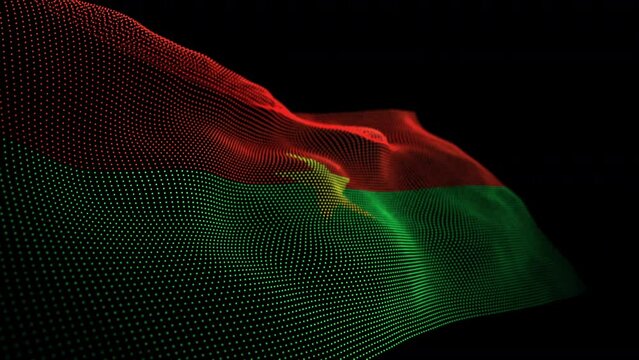 Seamless looping animated digital flag of Burkina Faso overlay rendered of points in 4K resolution including luma matte
