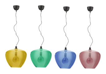 Set of vintage style pendant lamps with cut out isolated on background transparent
