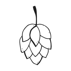 Oktoberfest 2022 - Beer Festival. Hand-drawn Doodle outline hops on a white background. German Traditional holiday.