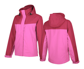 jacket winter coat with fur hood with cut out isolated on background transparent