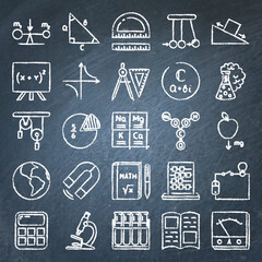 Education icon set on blackboard