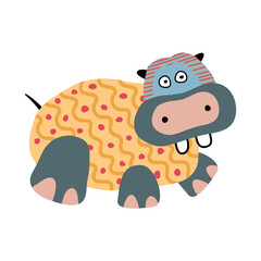 Funny animals with patterns in cartoon style. Illustrations for children.
