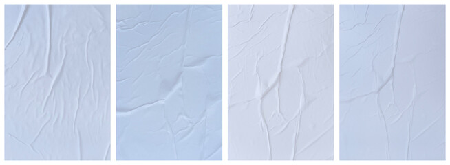 Set of wrinkled white paper templates. wet blank white paper for poster and text