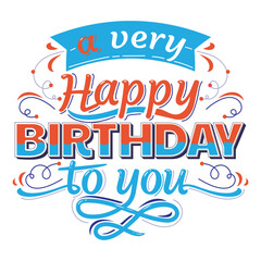 Obraz premium birthday, happy, card, vector, cake, design, greeting, icon, illustration, calligraphy, typography, party, postcard, celebrate, handwriting, simple, art, candles, celebration, event, fun, invitation, 