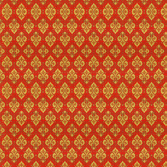Indian Inspired Gold and Royal Red Tiled Pattern - Vintage Background Collection