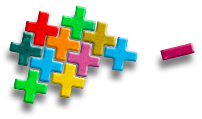 Obraz premium The pluses out weigh the minuses in this 3-d illustation with copy space and text area.